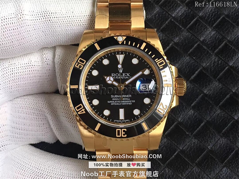 N厂手表 V8S 劳力士 Rolex 潜航者 Submariner 116618LN 黑水鬼 包金18K黄金