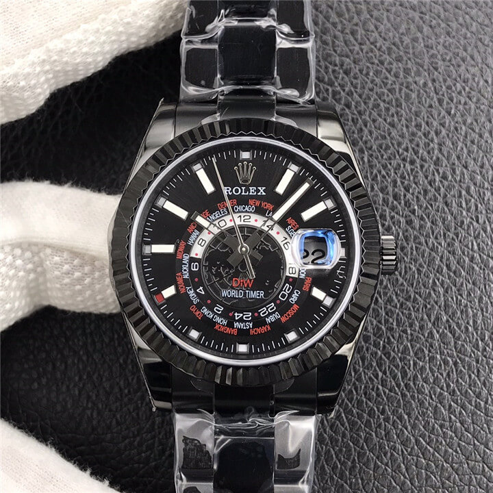 劳力士 Rolex Sky-Dweller 纵航者 天行者 俄罗斯DIW改装厂 World Timer Black Red 