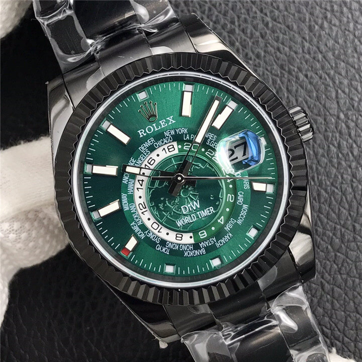 劳力士 Rolex Sky-Dweller 纵航者 天行者 俄罗斯DIW改装厂 World Timer Black DLC Green 